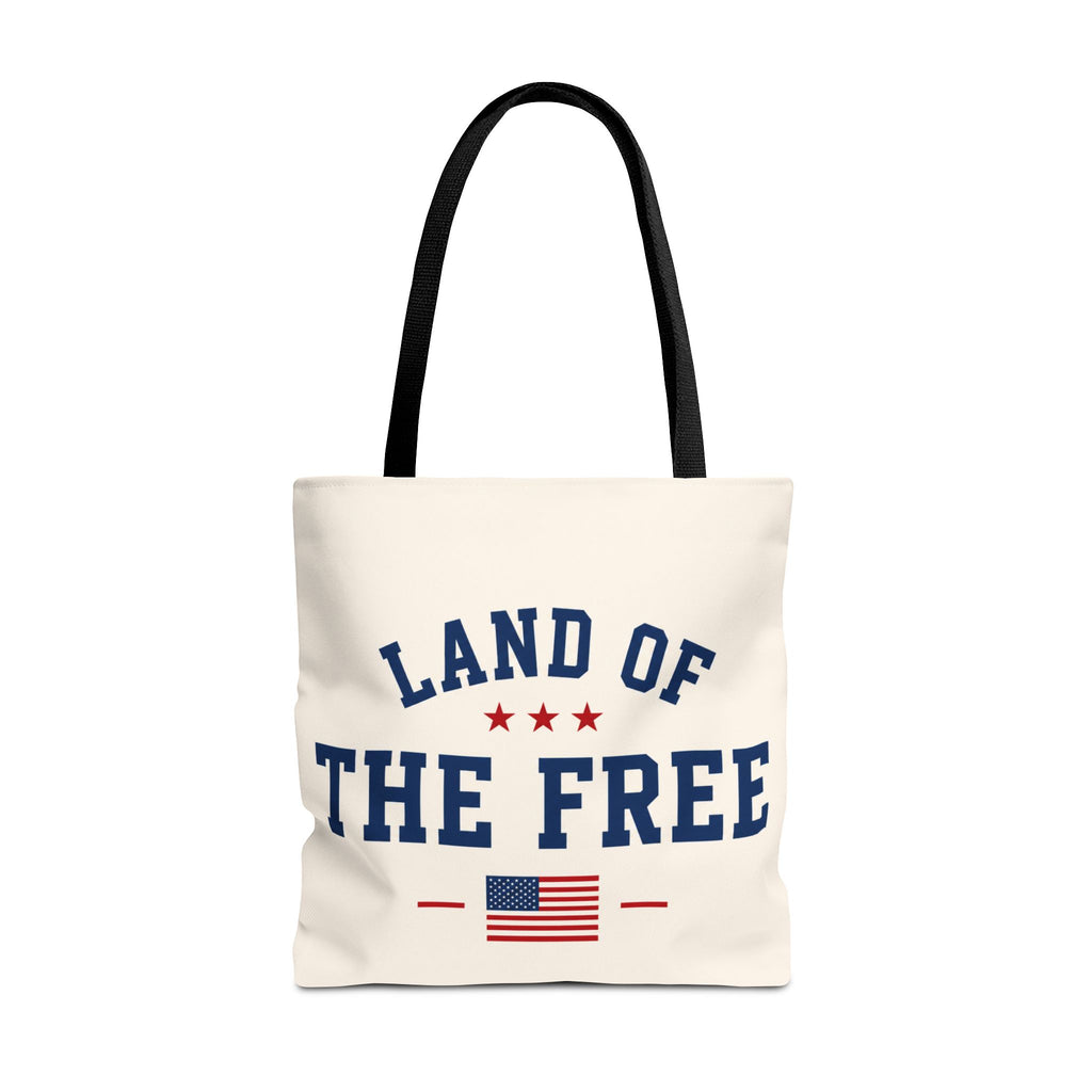 Land of the Free Canvas Tote Bag | Patriotic USA Tote | Reusable Cotton Shopping Bag | American Flag Gift | Everyday Beach Tote